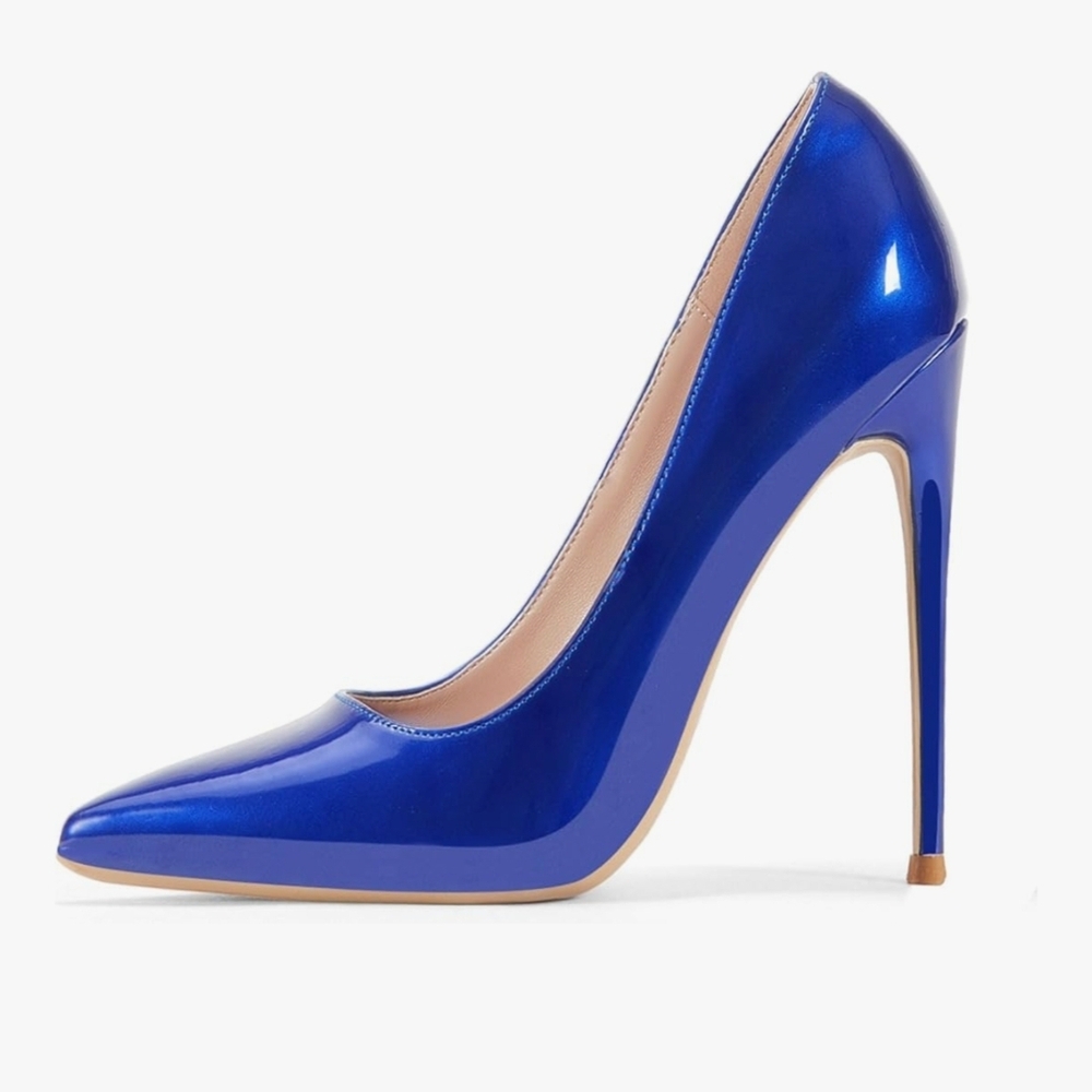 Genshuo Shiny Blue Heels Size 8